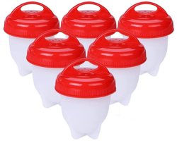 LATRAT 6 stuks eierkoker eierkoker zonder schaal siliconen eierkoker set eierdopjes voor het koken van eieren anti-aanbak-eierpocheerder, ei stroper gekookte eiervorm is veilig en gezond