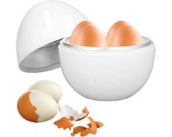 Magnetron-eierkoker, geschikt voor 4 eieren, compact en draagbaar, kan eieren in de magnetron koken, zacht koken of pocheren, ruimtebesparend.