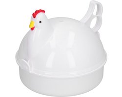 Magnetron-eierkoker met handvat - eierkoker magnetron - Snelle eierkoker voor 10 minuten - Witte eierkoker - Geschikt voor 4 eieren