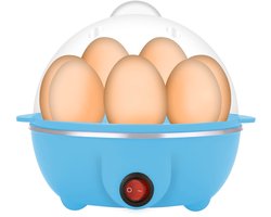 Met deze snelle elektrische eierkoker kunt u hardgekookte eieren, gepocheerde eieren, roereieren, omeletten, gestoomde groenten, zeevruchten en dumplings bereiden. 7Ounce-inhoud, met automatische uitschakelfunctie, blauw