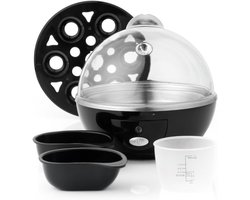 MIRA® Eierkoker electrisch - Eierkoker - Eierkoker met timer - Zwart - ‎‎16cm x 16cm x 16cm