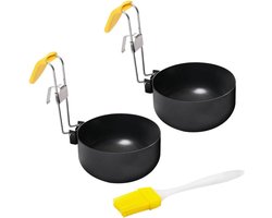 Opvouwbare Non-stick Hang Oor Eierkoker met Olie Borstel - Gekookte Eieren voor Keuken Tool