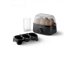 Philips Eierkoker 3000-Serie, Gezinsformaat tot 6 Eieren (zacht, medium, hard, gepocheerd), Gemakkelijk schoon te maken, Accessoire Pocheerbakje & Eierprikker, 400W, Compact Design (HD9137/90)
