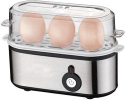 Quvo® Eierkoker electrisch - Eierkoker - Eierkoker met timer - Zilver/Zwart- 10cm x 21cm x 15cm