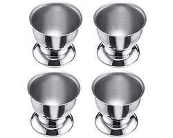 Roestvrijstalen Eierdopjes Set van 4 voor Zachtgekookte Eieren - Duurzaam en Stijlvol Eierrek voor Thuis en Restaurant