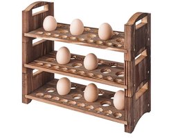 Ruimtebesparende houten eierhouder voor 36 eieren - 3-laags eierrek