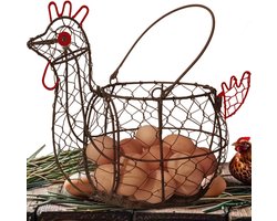 Rustiek Metalen Eiermand Vorm Kippenmand voor Eierverzameling en Keukendecoratie