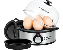 Savoré Kitchen 4-in-1 Eierkoker 7 Eieren - Bakplaat met antiaanbaklaag - Electrisch -Eierkokers met Timer