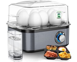 SCH® Eierkoker electrisch - Eierkoker - Eierkoker met timer - Zilver - ‎21cm x 15cm x 17cm