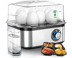 SCH® Eierkoker electrisch - Eierkoker - Eierkoker met timer - Zilver - ‎21cm x 17cm x 15cm