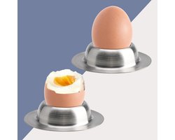 Set van 2 Eierdopjes RVS - Stabiele Houder voor Gekookte Kip- en Eenden-eieren