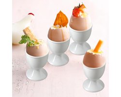 Set van 4 keramische eierbekers voor gekookte eieren - Stijlvolle en praktische ontbijthouders voor je tafel