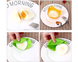 Set van 4 Siliconen Eierstroppers - Gepocheerde Eiermakerset voor Kookgerei