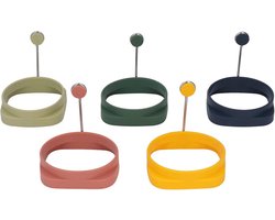 Set van 5 Siliconen Eierringen - Non-stick Bakvormen voor Perfecte Gebakken Eieren, Pannenkoeken en Omeletten