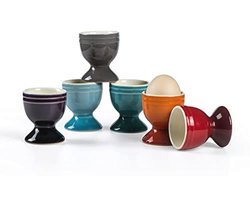 Set van 6 Kleurige Eierresten van Porselein voor Ontbijt en Brunch