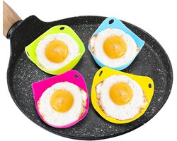 Siliconen gepocheerde eieren vorm - eieren koken 4 stuks - hittebestendige anti-aanbak - eierkoker - stoompan magnetron - keukengerei