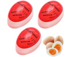 TOVBMUP Eierwekkers - 3-pack - Eierkoker - Keukenwekker - Speciaal geschikt voor koken - Herbruikbaar - Temperatuur selecteerbaar kookniveau - Rood