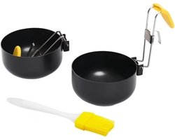 Tweedelige eierkokerset, ronde eierkoker, eiervorm met antiaanbaklaag