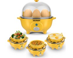 Veltrion Eierkoker Elektrisch - 7 Eieren - Koken, Pocheren, Roerei, Omelet - Vaatwasserbestendig - Met Timer - Slimme Maatbeker - Geel