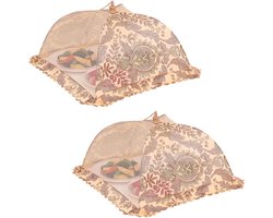 2 Stuks Herbruikbare Vouwbare Mesh Voedselbedekking Tent voor Buiten, Ideaal voor Picknicks en Barbecues, Bescherming tegen Insecten en Vuil