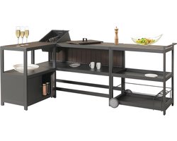 3-delige Aluminium Buitenkeuken met IJsemmer, Serveerwagen en Kast - Antraciet