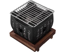 Allecto Plus - Draagbare Japanse grill voor buiten koken - Koreaanse stijl houtskool oven voor camping en tafel - grill gereedschap met hout alcohol fornuis