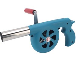 BBQ Fan Air Blower Portable Hand Crank BBQ Fan, Increase Firepower, Fast Air Blower for Outdoor Camping and Barbecuing, Barbecue Charcoal Grills, Blue, Blue