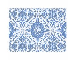 Buitenkleed | Buitentapijt Bloemen ARAKIL Baby Blauw en Wit 400 脳 300 cm