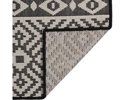 Buitenkleed | Buitentapijt met patroon platgeweven 160x230 cm zwart