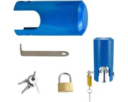 Buitenkraanbeveiliging met slot, waterafvoerbescherming tegen diefstal en vandalisme, ideaal voor tuin en buitenkeuken (blauw)
