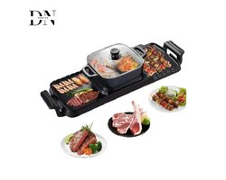 Deniva - Elektrische BBQ Pan Grill & Hot pot - 2-in-1 - Gourmetstel - Anti Aanbak - Rookvrij - BBQ - Grill - 2400W - 1-8 Personen