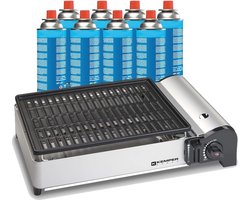 Draagbare gasgrill voor camping - 1900 W met antiaanbaklaag en 8 gaspatronen