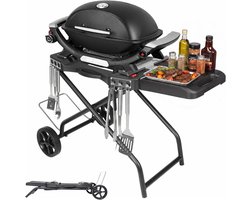 Draagbare Grill Trolley met Wielen voor Weber Q1200 Q1000 Q2200 en Blackstone Tafelgrill - Opvouwbare Grillstand voor Buiten, Ideaal voor Kamperen en Tuinfeesten