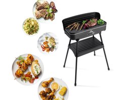 FRITEL barbecue BBQ 2246 - Elektrische bbq / Tafelgrill - Groot Grillopp. 50x25cm - 2200W - Afneembare plaat + Windscherm