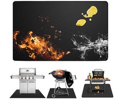 Grillmat Hittebestendig tot 1800 °F - Vloerbescherming - Hittebeschermingsmat - Grilltapijt - Warmte-isolatie - Siliconen/glasvezel 100 x 180 cm - Grillonderlegger