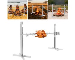 Grillspies Set Elektrische Braadset Met Motor 15W Roestvrij Staal Automatische Braadpan Voor Buiten Kippen Eend