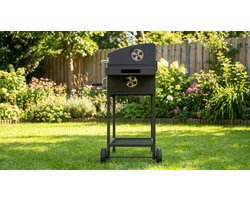 Houtskool BBQ Grillwagen met Deksel – In Hoogte Verstelbare Barbecue met Thermometer, Zijtafel, Asopvangbak & Wielen – House&Garden Toronto Basic Compact Grill – 89,5x60,5x103,3 cm