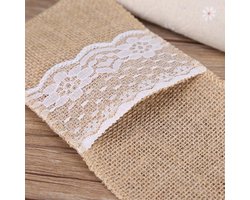 Jute houders Set van 10 Stuks - Natuurlijk Kant Design - Servies Organisatie voor Bruiloft, Feestdecoratie en Tafeldecoratie