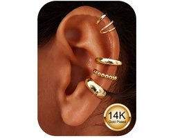 Kakonia 5 stuks oorcuff goud zilver fake piercing oorbellen oorclips dames zonder oorgaatjes CZ wrap fonkelende Huggie Clip oorbellen fake helix kraakbeen earcuffs