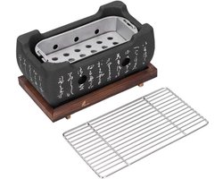 KARZO - Japanse Barbecue Grill Mini Huishoudelijke Aluminium Houtskool Kachel Oven Accessoires BBQ Grill, Draagbare Voedsel Plaat Gereedschap Kachel, Ronde Aluminium Hibachi Tool voor Camping Indoor