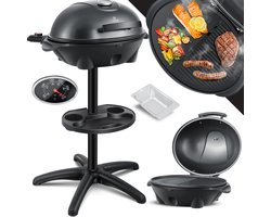 KESSER® Elektrische Barbecue XXL 2in1 Tafelgrill 2400W - Staande BBQ Grill met deksel en Thermometer Grillplaat - Zwart