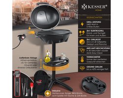 KESSER® elektrische grill 2in1 tafelgrill - staande grill met deksel en standaard | maximaal 2400 watt thermometer | Anti