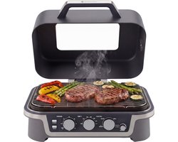 KitchenBrothers Elektrische BBQ en Smoker - Tafelmodel voor Balkon - 90°C tot 250°C - 2600W - Tafel BBQ - Met Kijkvenster