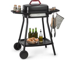 Klarstein Gatsby Elektrische Barbecuestandaard Tafelgrill, Vermogen: 2000 W, Easygrill Concept, Grilloppervlak: 40 X 36 Cm / Gegoten Aluminium / Antiaanbaklaag / Grillmuts, Twee Zijtafels, Zwart