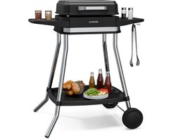 Klarstein Gatsby elektrische grill 3050 W - Binnen & Buiten, Rookvrij EasyGrill concept, Grillplaat met antiaanbaklaag, Tot 240 °C, Stand met zijtafels