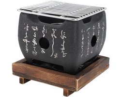 Mini BBQ grill met snelle verwarming en gelijkmatige warmteverdeling, draagbaar ontwerp voor buiten kamperen - 19,5x18cm.