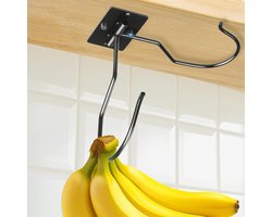 Opvouwbare en zelfklevende bananenhouder van duurzaam metaal voor verse bananen, ruimtebesparend en ideaal voor keuken of campergebruik