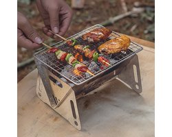 Opvouwbare Barbecuegrill, Houtskoolgrill Draagbare Lichtgewicht Houtskoolgrill En Roker Voor Op Reis, Buitenkoken, Barbecuecamping, Picknick, Terras, Zilver(210mm*160mm*125mm)