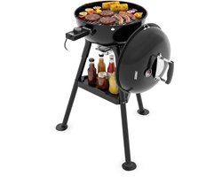 Princess Hybride Kogel BBQ - Elektrische en Houtskool Barbecue - 2000W - Verstelbare Afneembare Thermostaat - Grillrooster met coating - Deksel met Ingebouwde Thermometer - 112270