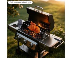 roestvrijstalen grillspit - elektrische BBQ-draaispitkit 360 ° - Automatische rotatie -17,6 lbs belasting voor buitencamping familiebarbecue